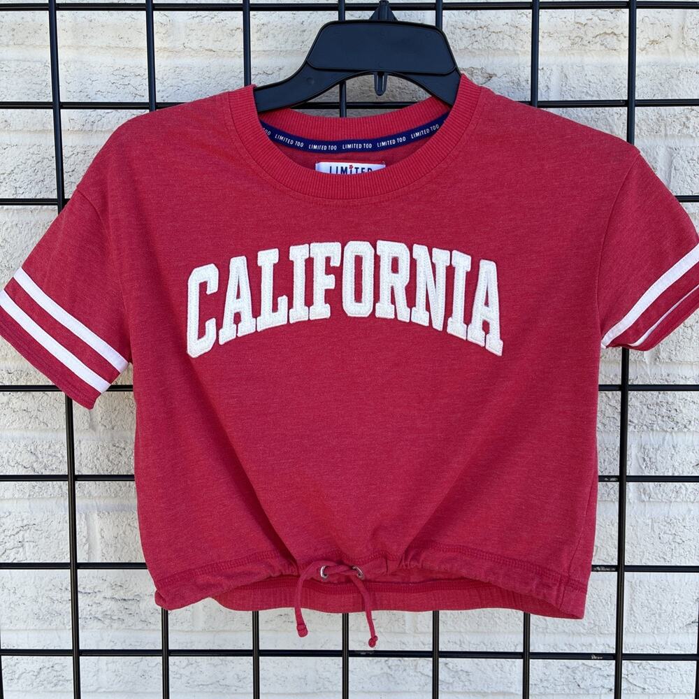 Limited Too Girls California Crop T-Shirt Top Blouse Red Size M